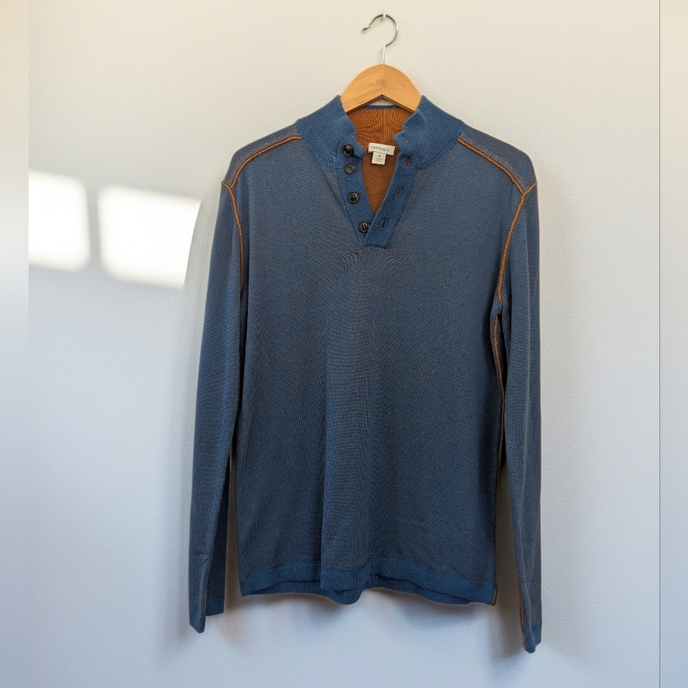 Sundance Men's Highland Stitch‎ Henley Blue Sweater